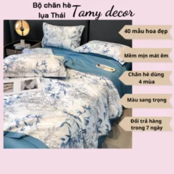 Bộ ga gối chăn hè lụa thái hình hoa sang trọng Tamy Decor » TamyDecor - Chăn ga gối đệm 1 » TamyDecor - Chăn ga gối đệm