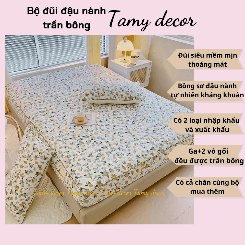 Bộ ga gối cotton đũi sơ đậu nành soybean trần bông cả gối có bán thêm chăn TamyDecor » TamyDecor - Chăn ga gối đệm Bộ ga gối cotton đũi sơ đậu nành soybean trần bông cả gối có bán thêm chăn TamyDecor - Ảnh 3