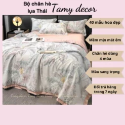 Bộ ga gối chăn hè lụa thái hình hoa sang trọng Tamy Decor » TamyDecor - Chăn ga gối đệm 10 1 » TamyDecor - Chăn ga gối đệm