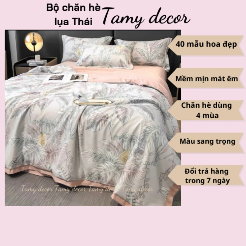 Bộ ga gối chăn hè lụa thái hình hoa sang trọng Tamy Decor » TamyDecor - Chăn ga gối đệm Bộ ga gối chăn hè lụa thái hình hoa sang trọng Tamy Decor - Ảnh 16