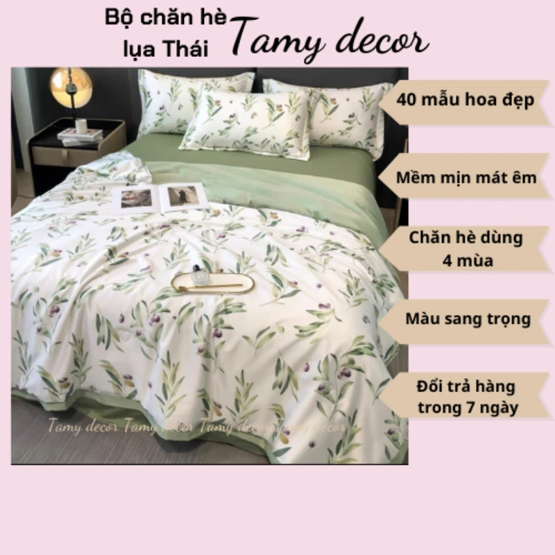 Bộ ga gối chăn hè lụa thái hình hoa sang trọng Tamy Decor » TamyDecor - Chăn ga gối đệm Bộ ga gối chăn hè lụa thái hình hoa sang trọng Tamy Decor - Ảnh 2