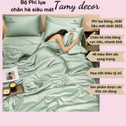 Alternative view of Bộ chăn ga phi lụa trơn nhà TamyDecor sang trọng 40 màu nhập khẩu