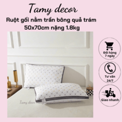 Ruột gối trần bông quả trám cao cấp vỏ gối cotton 100% TamyDecor kích thước 50*70cm
