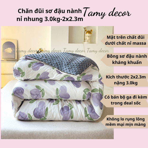 Chăn đông đũi sơ đậu nành nặng 3kg TamyDecor » TamyDecor - Chăn ga gối đệm Chăn đông đũi sơ đậu nành nặng 3kg TamyDecor - Ảnh 16