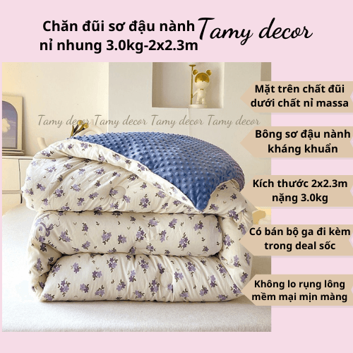 Chăn đông đũi sơ đậu nành nặng 3kg TamyDecor » TamyDecor - Chăn ga gối đệm Chăn đông đũi sơ đậu nành nặng 3kg TamyDecor - Ảnh 15