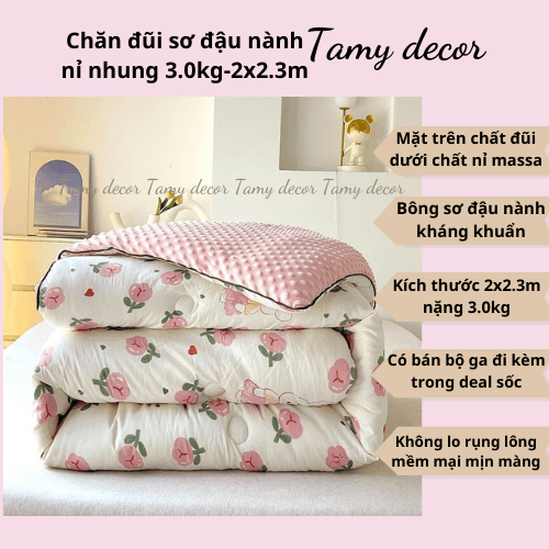 Chăn đông đũi sơ đậu nành nặng 3kg TamyDecor » TamyDecor - Chăn ga gối đệm Chăn đông đũi sơ đậu nành nặng 3kg TamyDecor - Ảnh 13