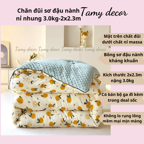 Chăn đông đũi sơ đậu nành nặng 3kg TamyDecor » TamyDecor - Chăn ga gối đệm Chăn đông đũi sơ đậu nành nặng 3kg TamyDecor - Ảnh 10