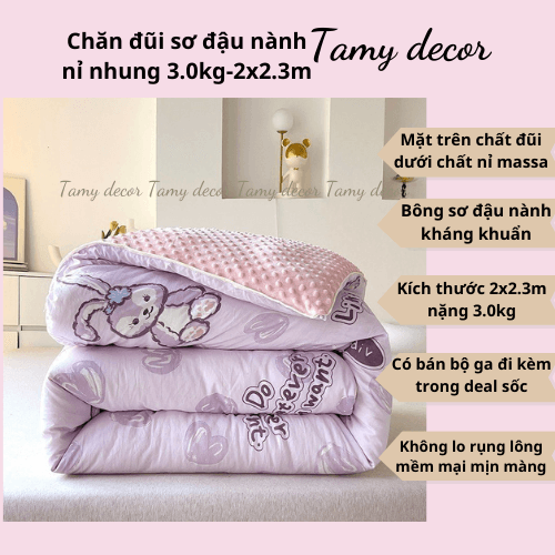 Chăn đông đũi sơ đậu nành nặng 3kg TamyDecor » TamyDecor - Chăn ga gối đệm Chăn đông đũi sơ đậu nành nặng 3kg TamyDecor - Ảnh 8