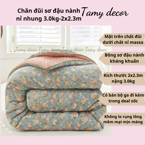 Chăn đông đũi sơ đậu nành nặng 3kg TamyDecor » TamyDecor - Chăn ga gối đệm Chăn đông đũi sơ đậu nành nặng 3kg TamyDecor - Ảnh 6