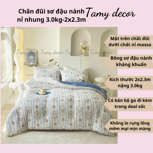 Chăn đông đũi sơ đậu nành nặng 3kg TamyDecor » TamyDecor - Chăn ga gối đệm Chăn đông đũi sơ đậu nành nặng 3kg TamyDecor - Ảnh 4
