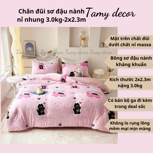 Chăn đông đũi sơ đậu nành nặng 3kg TamyDecor » TamyDecor - Chăn ga gối đệm Chăn đông đũi sơ đậu nành nặng 3kg TamyDecor - Ảnh 3