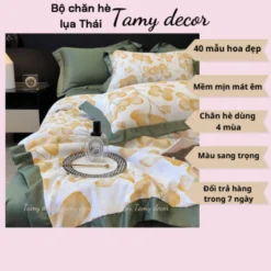 Bộ ga gối chăn hè lụa thái hình hoa sang trọng Tamy Decor » TamyDecor - Chăn ga gối đệm 29 1 » TamyDecor - Chăn ga gối đệm