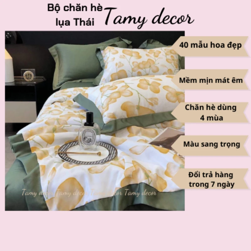 Bộ ga gối chăn hè lụa thái hình hoa sang trọng Tamy Decor » TamyDecor - Chăn ga gối đệm Bộ ga gối chăn hè lụa thái hình hoa sang trọng Tamy Decor - Ảnh 7