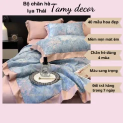 Bộ ga gối chăn hè lụa thái hình hoa sang trọng Tamy Decor » TamyDecor - Chăn ga gối đệm 32 1 » TamyDecor - Chăn ga gối đệm