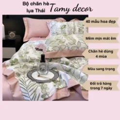 Bộ ga gối chăn hè lụa thái hình hoa sang trọng Tamy Decor » TamyDecor - Chăn ga gối đệm 34 1 » TamyDecor - Chăn ga gối đệm