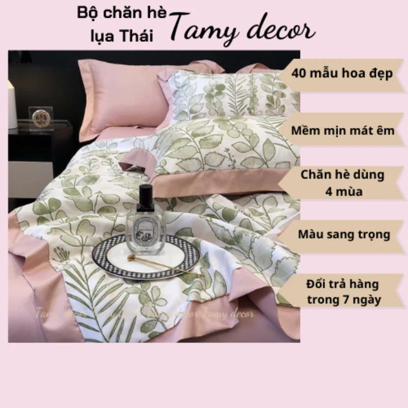 Bộ ga gối chăn hè lụa thái hình hoa sang trọng Tamy Decor » TamyDecor - Chăn ga gối đệm Bộ ga gối chăn hè lụa thái hình hoa sang trọng Tamy Decor - Ảnh 14