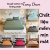 Ga gối cotton tc  3 món không chăn màu trơn TamyDecor