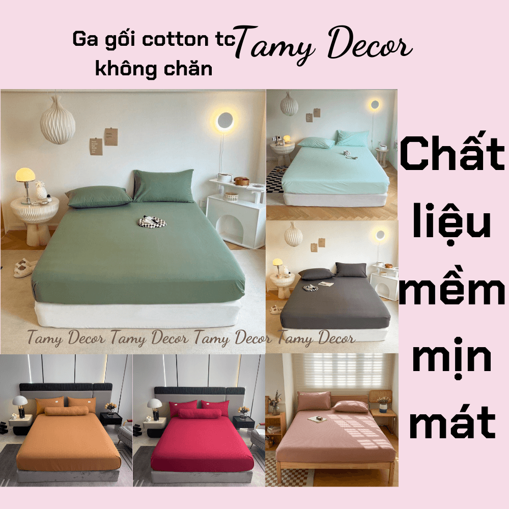 Ga gối cotton tc 3 món không chăn màu trơn TamyDecor » TamyDecor - Chăn ga gối đệm Ga gối cotton tc 3 món không chăn màu trơn TamyDecor