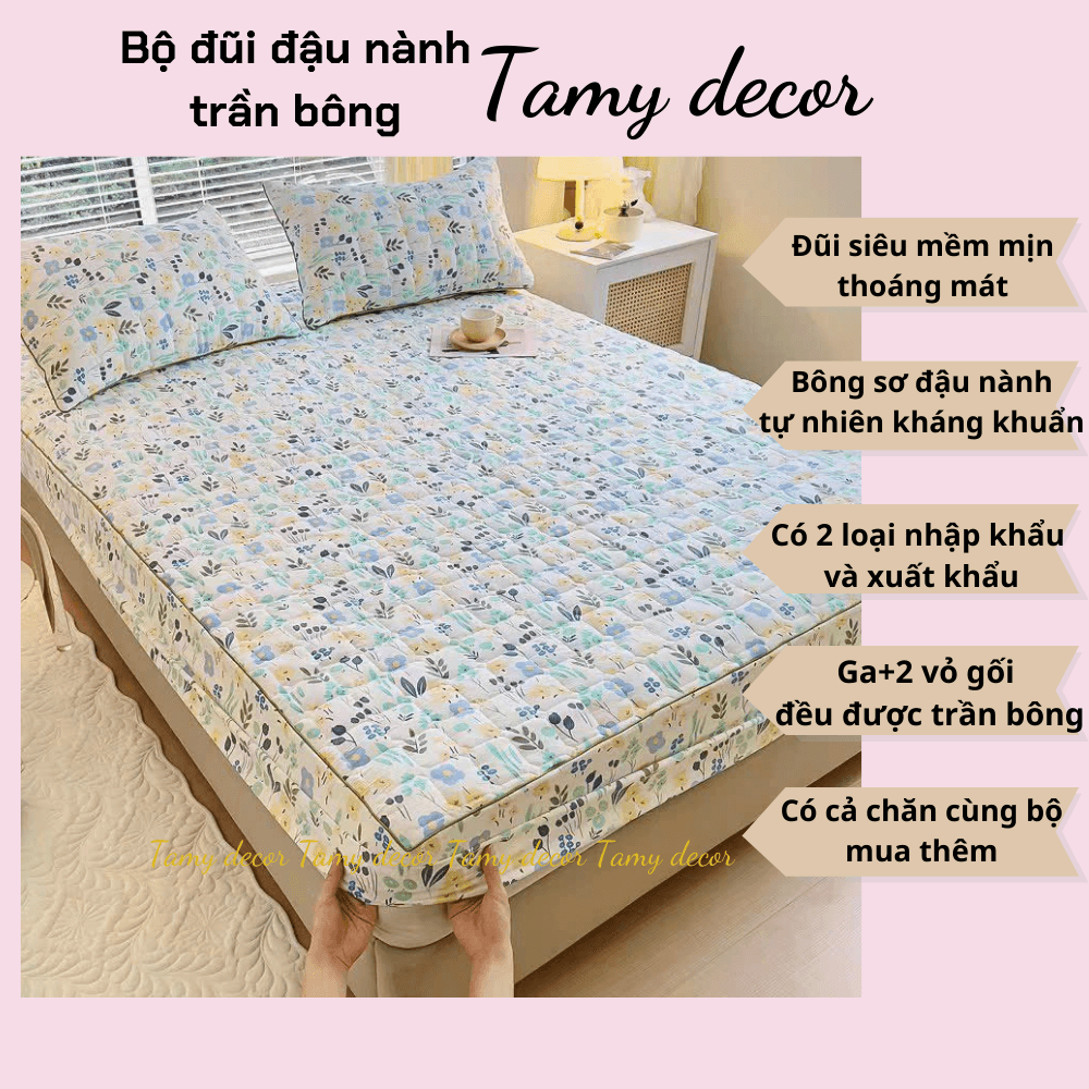 Bộ ga gối cotton đũi sơ đậu nành soybean trần bông cả gối có bán thêm chăn TamyDecor » TamyDecor - Chăn ga gối đệm Bộ ga gối cotton đũi sơ đậu nành soybean trần bông cả gối có bán thêm chăn TamyDecor - Ảnh 5