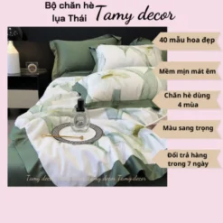 Bộ ga gối chăn hè lụa thái hình hoa sang trọng Tamy Decor » TamyDecor - Chăn ga gối đệm 40 1 » TamyDecor - Chăn ga gối đệm