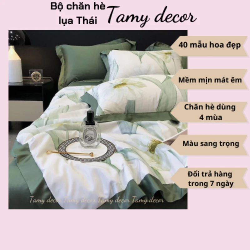 Bộ ga gối chăn hè lụa thái hình hoa sang trọng Tamy Decor » TamyDecor - Chăn ga gối đệm Bộ ga gối chăn hè lụa thái hình hoa sang trọng Tamy Decor - Ảnh 10