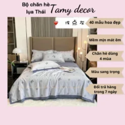Bộ ga gối chăn hè lụa thái hình hoa sang trọng Tamy Decor » TamyDecor - Chăn ga gối đệm 44 1 » TamyDecor - Chăn ga gối đệm