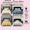 Bộ chăn ga phi lụa trơn nhà TamyDecor sang trọng 40 màu nhập khẩu