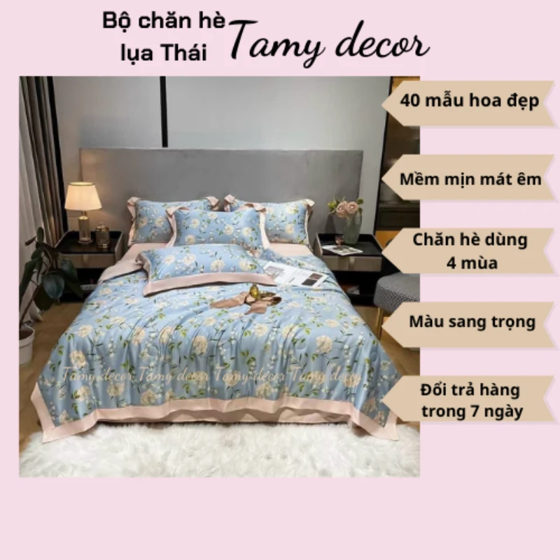 Bộ ga gối chăn hè lụa thái hình hoa sang trọng Tamy Decor » TamyDecor - Chăn ga gối đệm Bộ ga gối chăn hè lụa thái hình hoa sang trọng Tamy Decor
