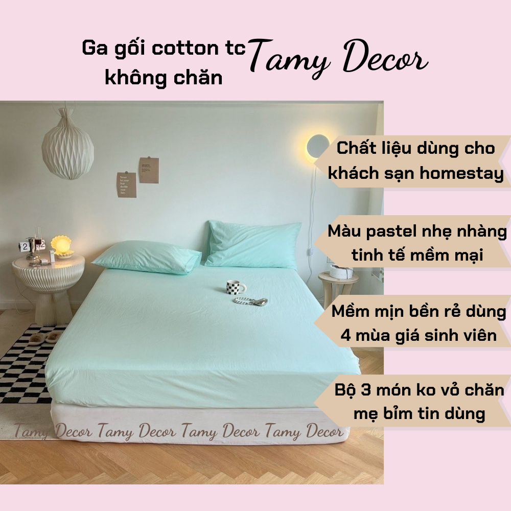 Ga gối cotton tc 3 món không chăn màu trơn TamyDecor » TamyDecor - Chăn ga gối đệm Ga gối cotton tc 3 món không chăn màu trơn TamyDecor - Ảnh 13