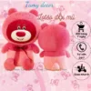 Gấu Bông Lotso Đội Mũ Tai Gấu Màu Đỏ TamyDecor chất liệu lông xù cao cấp