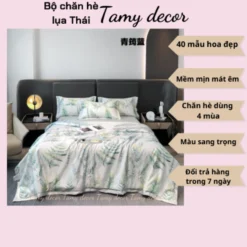 Bộ ga gối chăn hè lụa thái hình hoa sang trọng Tamy Decor » TamyDecor - Chăn ga gối đệm 50 1 » TamyDecor - Chăn ga gối đệm