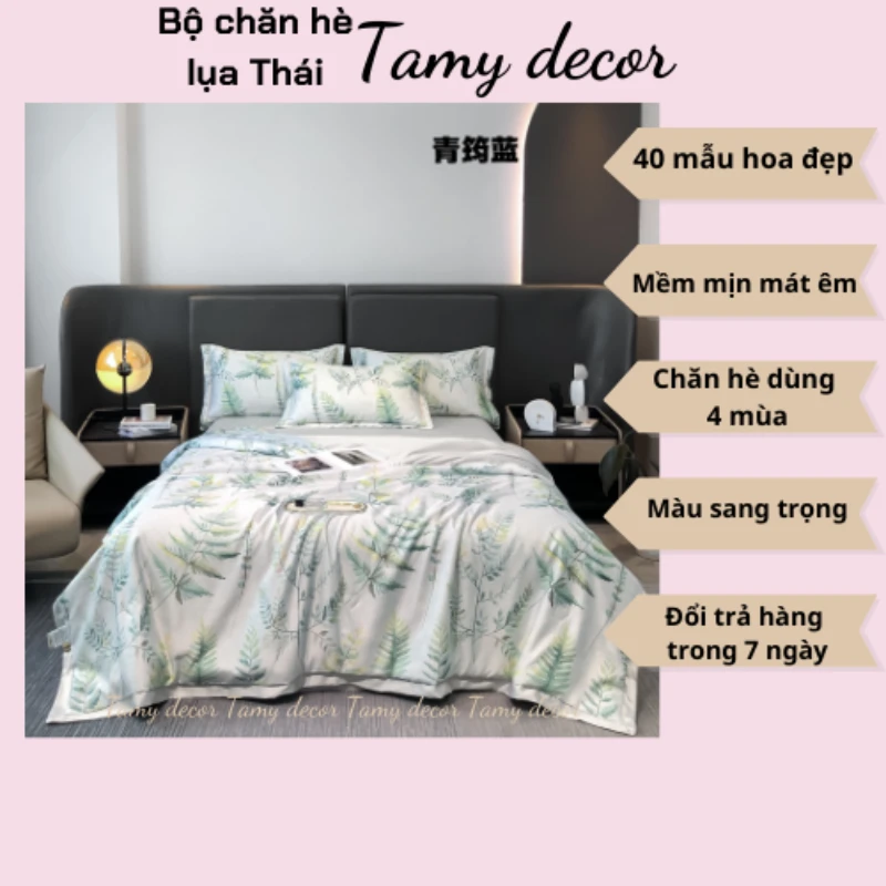 Bộ ga gối chăn hè lụa thái hình hoa sang trọng Tamy Decor » TamyDecor - Chăn ga gối đệm Bộ ga gối chăn hè lụa thái hình hoa sang trọng Tamy Decor - Ảnh 4
