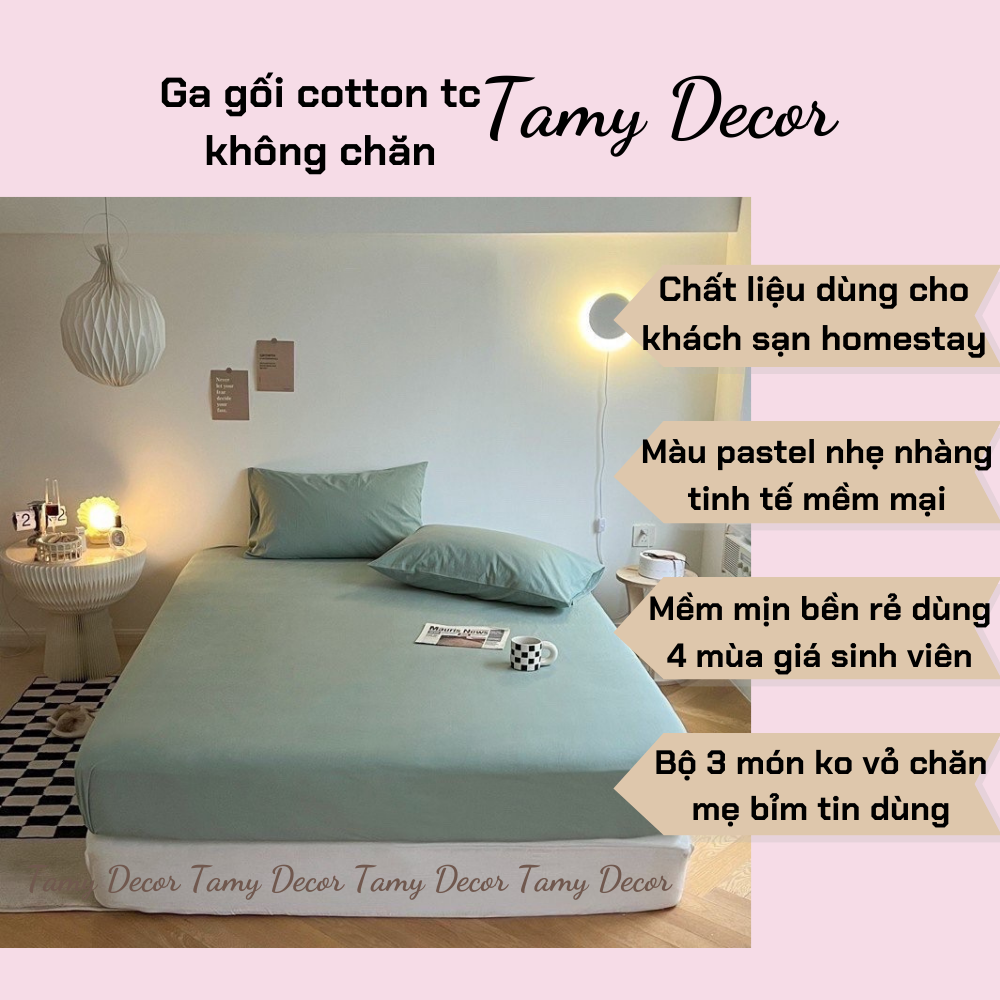 Ga gối cotton tc 3 món không chăn màu trơn TamyDecor » TamyDecor - Chăn ga gối đệm Ga gối cotton tc 3 món không chăn màu trơn TamyDecor - Ảnh 7