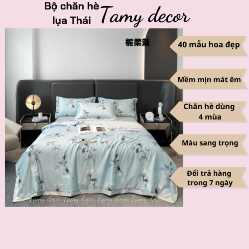 Bộ ga gối chăn hè lụa thái hình hoa sang trọng Tamy Decor » TamyDecor - Chăn ga gối đệm Bộ ga gối chăn hè lụa thái hình hoa sang trọng Tamy Decor - Ảnh 6