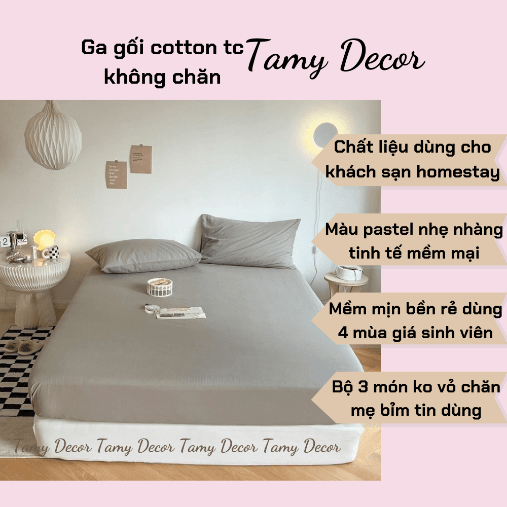 Ga gối cotton tc 3 món không chăn màu trơn TamyDecor » TamyDecor - Chăn ga gối đệm Ga gối cotton tc 3 món không chăn màu trơn TamyDecor - Ảnh 6