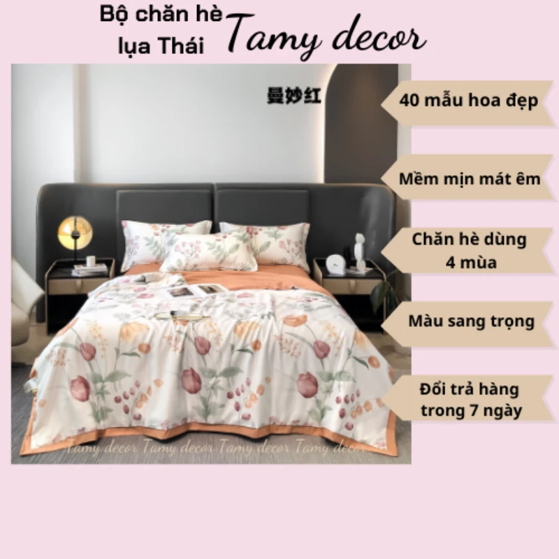 Bộ ga gối chăn hè lụa thái hình hoa sang trọng Tamy Decor » TamyDecor - Chăn ga gối đệm Bộ ga gối chăn hè lụa thái hình hoa sang trọng Tamy Decor - Ảnh 8