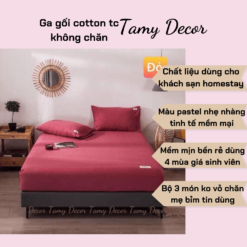 Alternative view of Ga gối cotton tc  3 món không chăn màu trơn TamyDecor