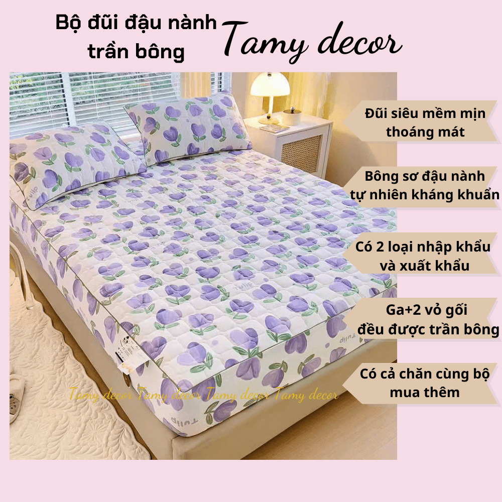 Bộ ga gối cotton đũi sơ đậu nành soybean trần bông cả gối có bán thêm chăn TamyDecor » TamyDecor - Chăn ga gối đệm Bộ ga gối cotton đũi sơ đậu nành soybean trần bông cả gối có bán thêm chăn TamyDecor - Ảnh 8