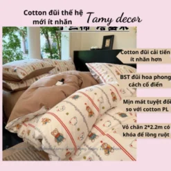 Alternative view of Set chăn ga cotton đũi 40s họa tiết hoa Tamy Decor