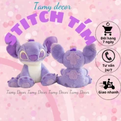 Alternative view of Gấu bông Stitch tím tai dài đáng yêu Tamy decor lông dài mềm mại