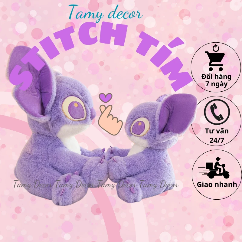 Gấu bông Stitch tím tai dài đáng yêu Tamy decor lông dài mềm mại » TamyDecor - Chăn ga gối đệm Gấu bông Stitch tím tai dài đáng yêu Tamy decor lông dài mềm mại - Ảnh 7