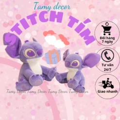 Gấu bông Stitch tím tai dài đáng yêu Tamy decor lông dài mềm mại » TamyDecor - Chăn ga gối đệm gaubong 33 » TamyDecor - Chăn ga gối đệm