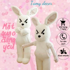 Gấu bông thỏ mặt quạo mặt tức giận cao cấp có túi Tamy Decor