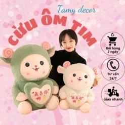 Alternative view of Gấu Bông Cừu Ôm Tim Hạnh Phúc Tamy Decor