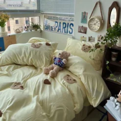 Alternative view of Bộ ga gối cotton đũi thêu Gấu Hàn Quốc TamyDecor