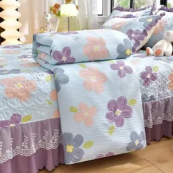 Alternative view of Bộ chăn ga trần bông cotton đũi phủ ren bèo Tamy Decor