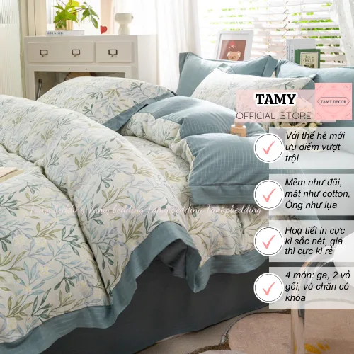 Bộ chăn ga gối cotton Fabric Tamy Decor