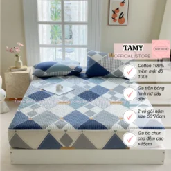 Bộ ga gối cotton trần bông Tamy Decor