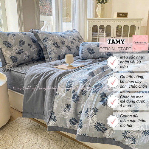 Bộ chăn ga cotton đũi trần bông 2025 Tamy decor