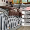 Bộ chăn ga gối chất cotton đũi kẻ có khuy Tamy bedding